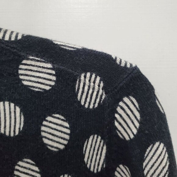 Merona Women's Y2K Black White Polka Dot Soft Knit 3/4 Button Up Cardigan Sz XS - Picture 3 of 6